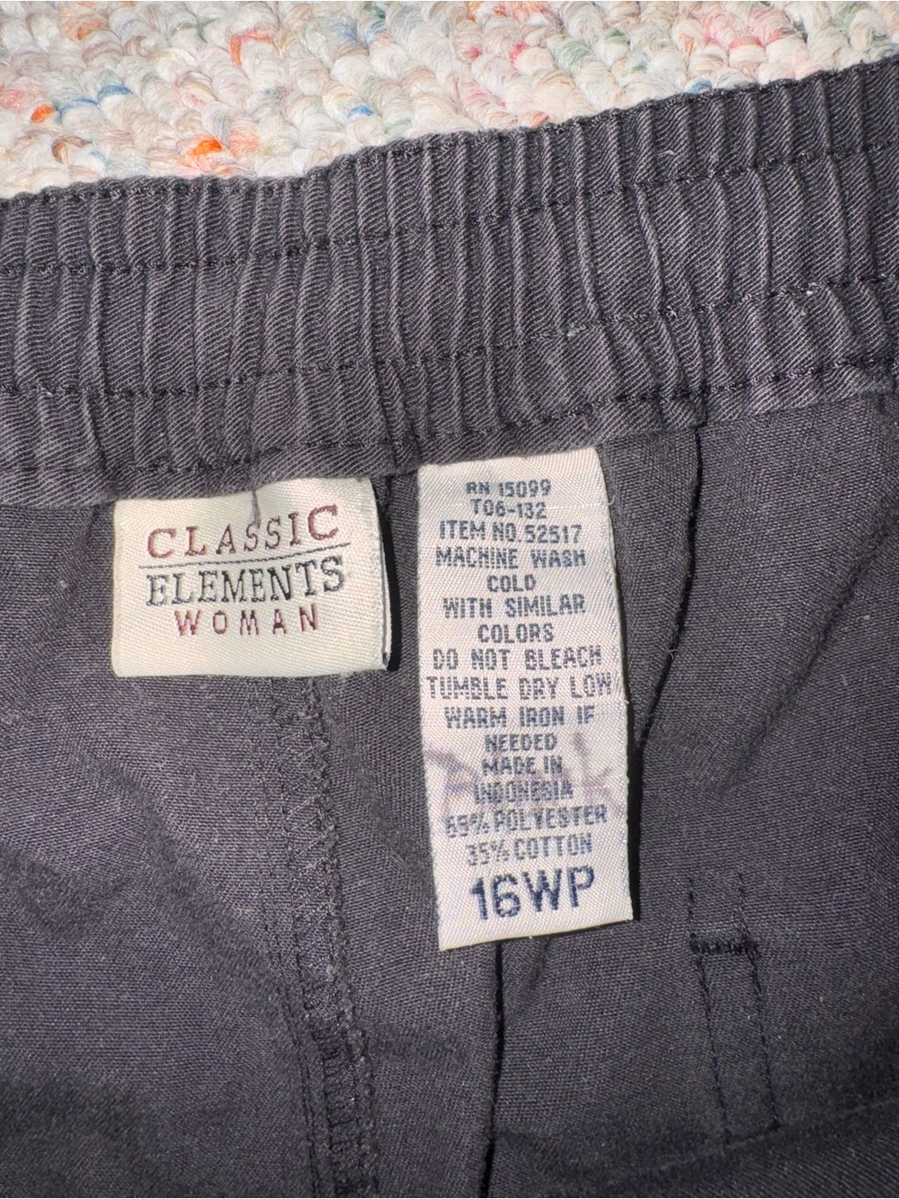 2 Classic Elements Pants Womens 16P Pull On Straight Leg Elastic - Picture 2 of 3